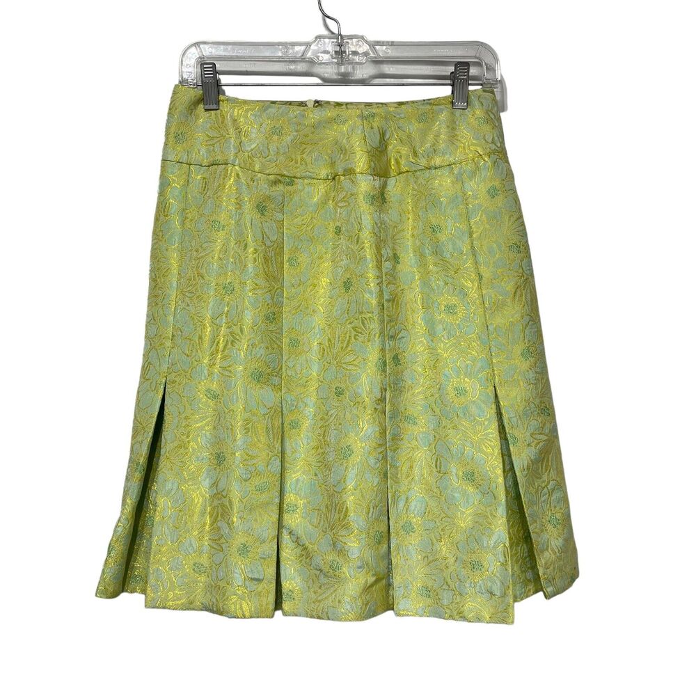 I.C.E. brocade yellow green fabric jacquard Skirt size 4